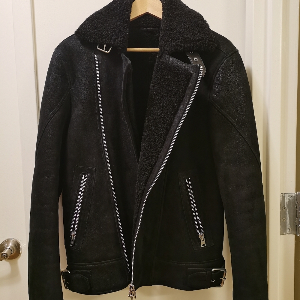 All Saints Shearling Biker Jacket